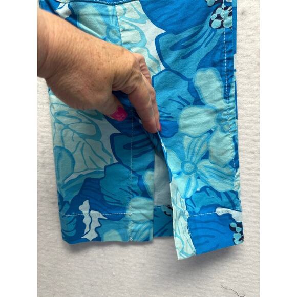 Tommy Hilfiger Blue Green Hawaiin Crop Pants Women Size 14 Stretch Beach Boho - Picture 8 of 12